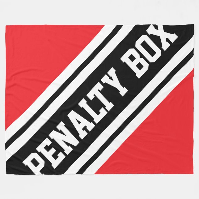 Manta Polar PENALTY BOX Bright Red Black White Racing Stripes (Frente (Horizontal))
