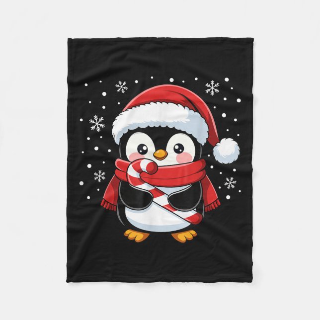 Manta Polar Penguin Christmas Candy Cane Winter Toddler Girl B (Anverso)