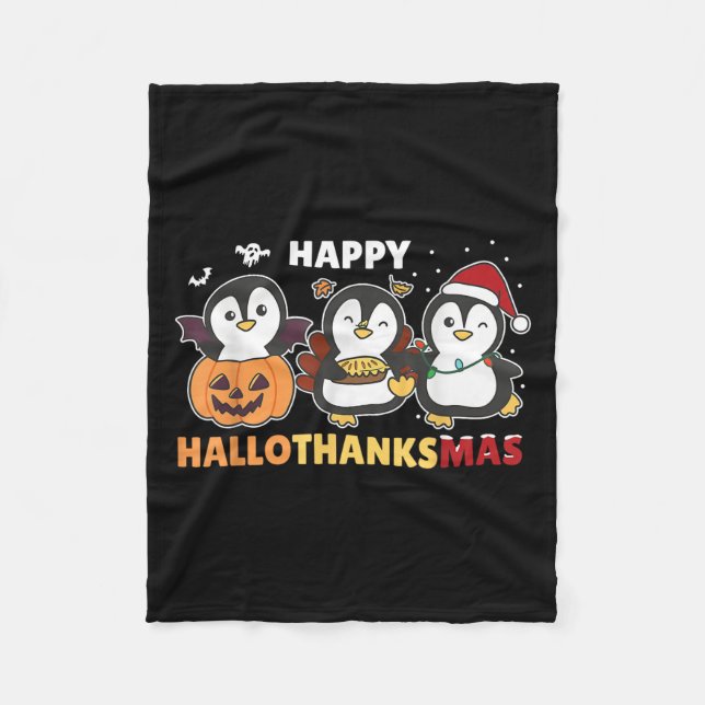 Manta Polar Penguin Christmas Halloween Costume Happy Hallotha (Anverso)