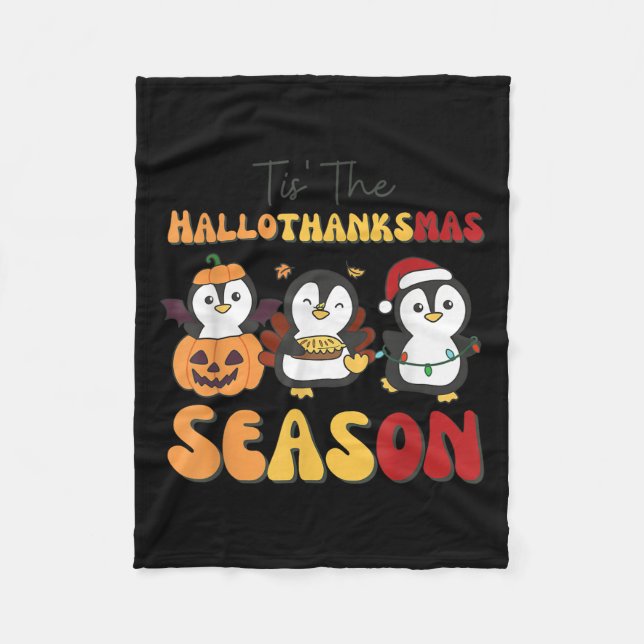 Manta Polar Penguin Christmas Halloween Tis' The Hallothanksma (Anverso)