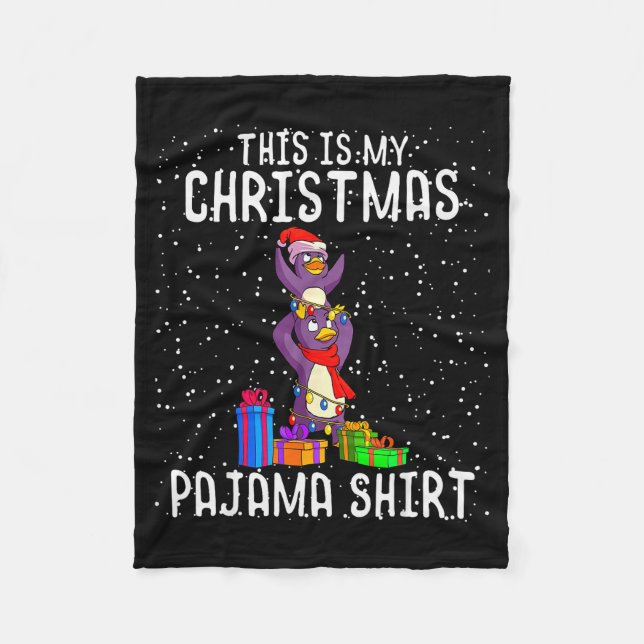 Manta Polar Penguin Christmas Pajama Shirt Penguin Lover Gift  (Anverso)