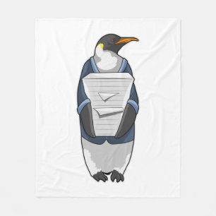 Manta Polar Penguin como secretario con pila de papel