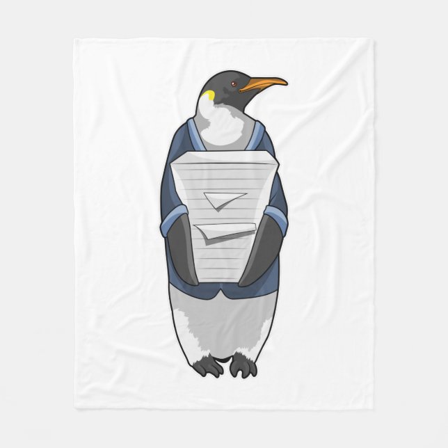 Manta Polar Penguin como secretario con pila de papel (Anverso)