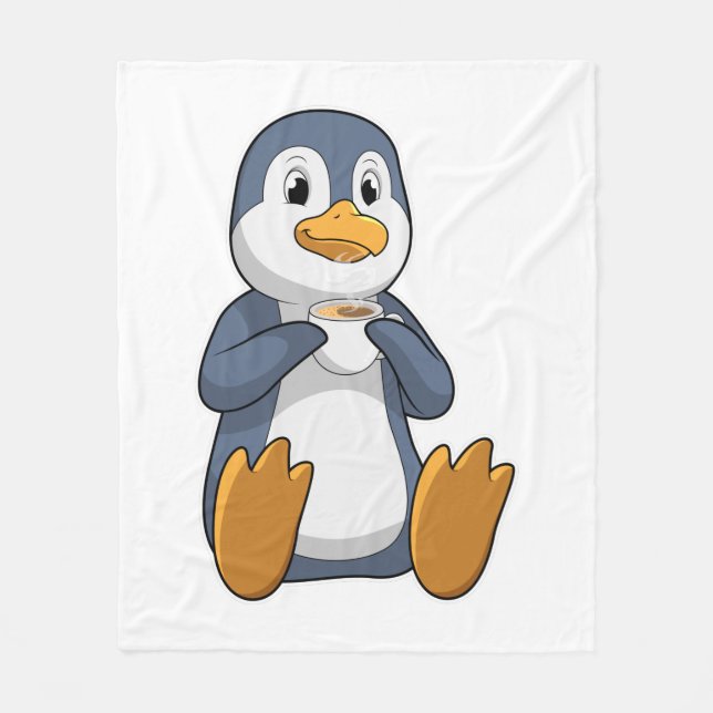 Manta Polar Penguin con Copa de Café (Anverso)