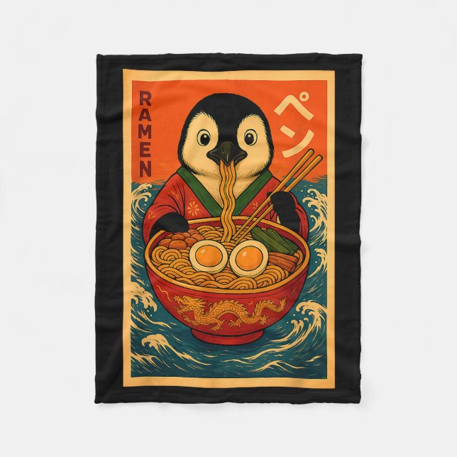 Manta Polar Penguin Eating Ramen Japanese Noodles Funny  (Anverso)