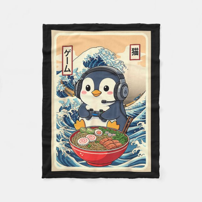 Manta Polar Penguin Kawaii Japanese Ramen Noodle Retro Gaming  (Anverso)