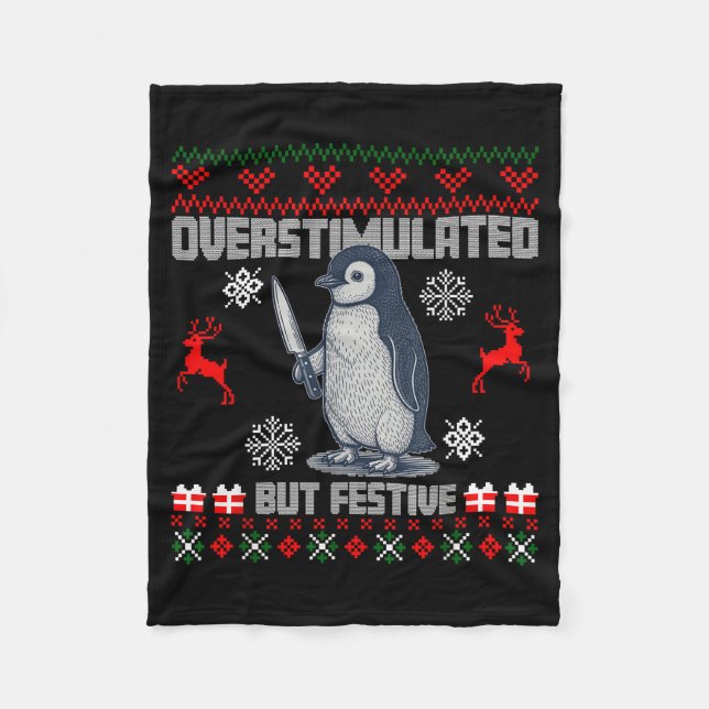 Manta Polar Penguin Overstimulated But Festive Ugly Christmas  (Anverso)