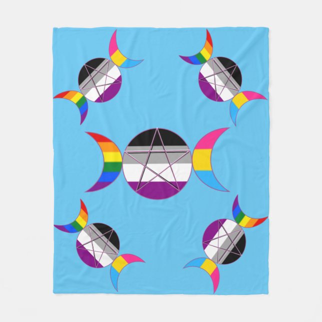 Manta Polar Pentáculo de la Triple Diosa del Orgullo Gay (Anverso)