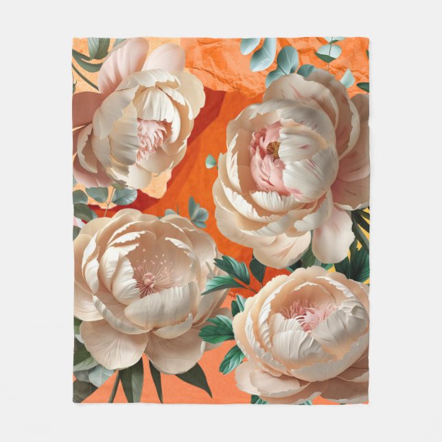 Manta Polar Peony Bloom Fleece Blanket Elegante Decoración Flo (Anverso)