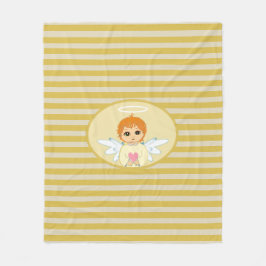 Manta Polar Pequeño ángel lindo a rayas doradas