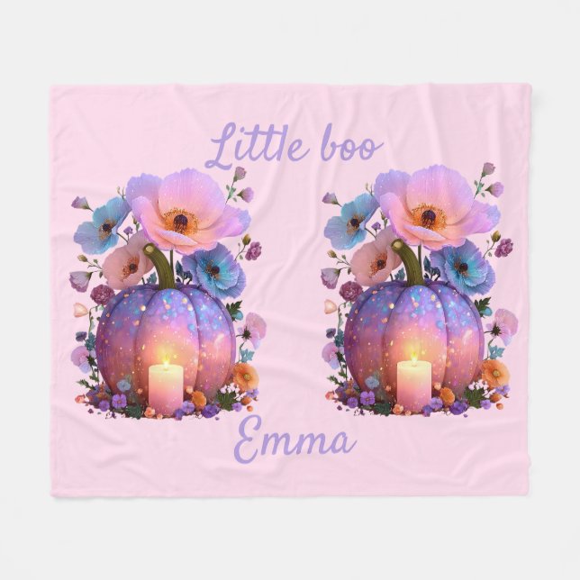 Manta Polar Pequeño Boo Chica personalizado camiseta de Hallow (Frente (Horizontal))