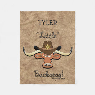 Manta Polar Pequeño Buckaroo, longhorn Steer Fleece Blanket