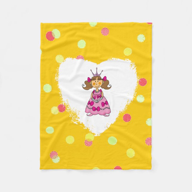 Manta Polar pequeño chica de la princesa (pelo marrón) (Anverso)