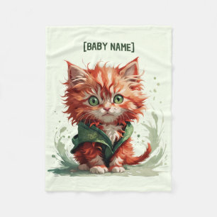 Manta Polar Pequeño Gatito Rojo Fluffy Personalizado