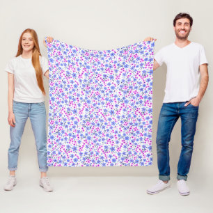 Manta Polar Pequeño patrón floral blanco azul rosa lindo