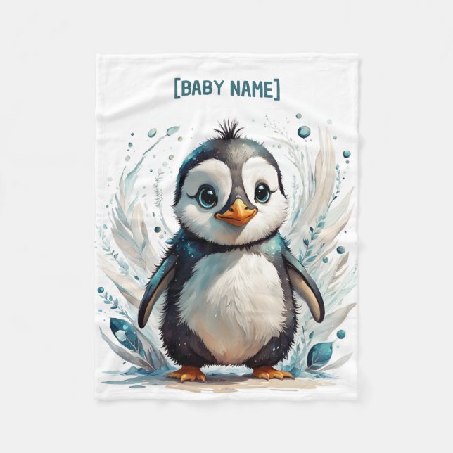 Manta Polar Pequeño pingüino personalizado (Anverso)