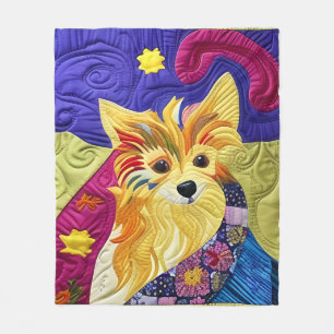 Manta Polar Pequeño Pom Puppy Quilt Like Design