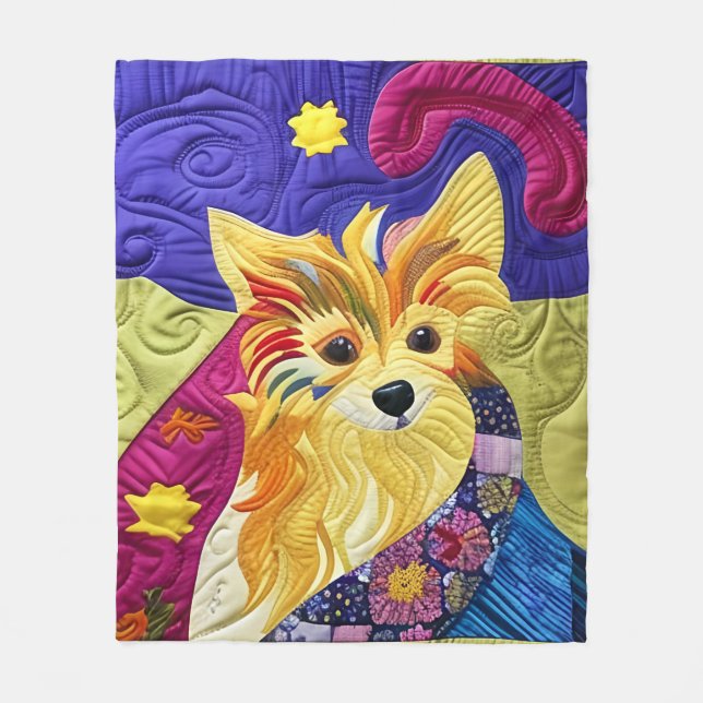 Manta Polar Pequeño Pom Puppy Quilt Like Design (Anverso)