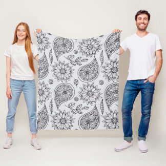 Manta Polar pequeños motivos florales y de hojas, todos de col