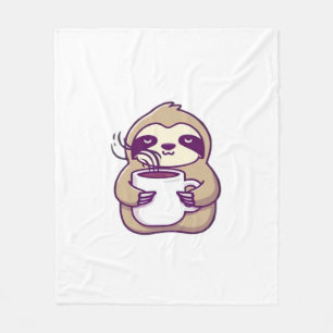 Manta Polar Perezoso Chibi Kawaii con Taza de Café � Arte de A