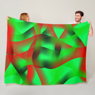 Manta Polar Perezoso verde y las ondas rojas claras, con sombr