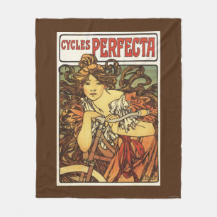 Manta Polar Perfecta bicicleta con poste publicitario de mujer