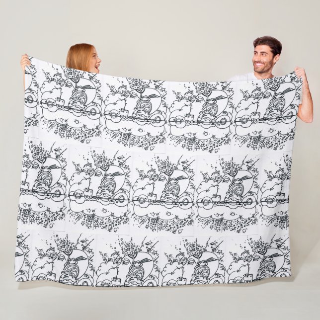 Manta Polar Perfil de ilustracion blanco y negro Peter Max de  (In situ)