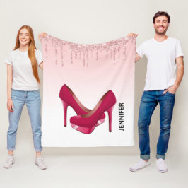 Manta Polar Perforaciones modernas de Purpurina rosado y tacon