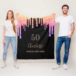 Manta Polar Perforaciones púrpuras negras de cumpleaños