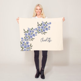 Manta Polar Periwinkle Floral Blooms Nombre personalizado mode