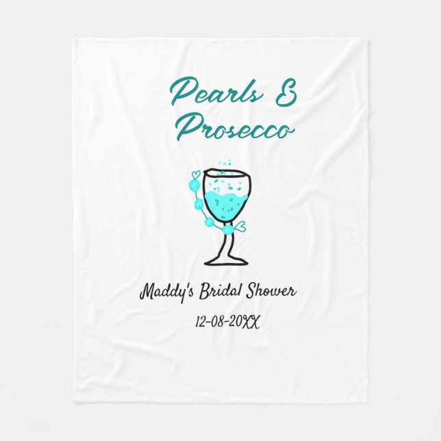 Manta Polar Perlas y prosecco despedida de soltera azul negro  (Anverso)