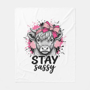Manta Polar Permanecer Sassy Rosa Vaca Highland Vintage Grabad