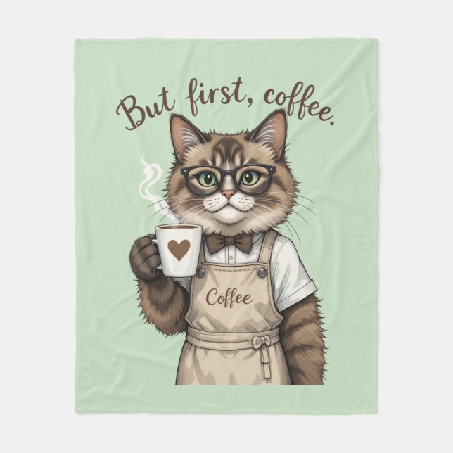 Manta Polar Pero primero, el gato del café (Anverso)