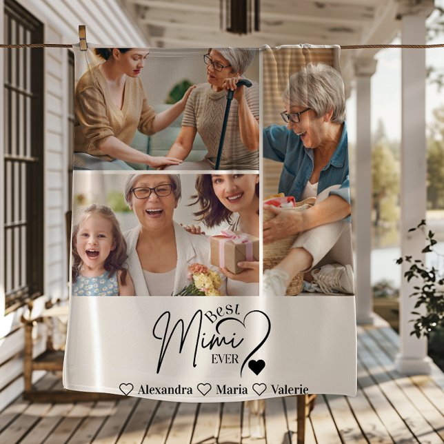 Manta Polar Peronalized 3 Photo Best Mimi Ever Minimalist (Subido por el creador)