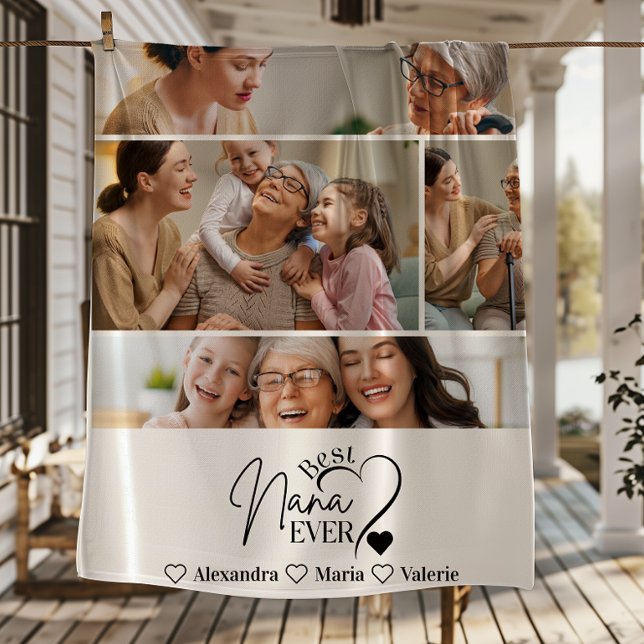 Manta Polar Peronalized 4 Photo Best Nana Ever Minimalis (Subido por el creador)