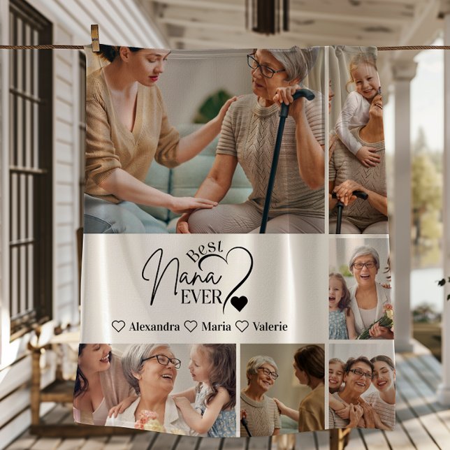 Manta Polar Peronalized 6 Photo Best Nana Ever Minimalist (Subido por el creador)
