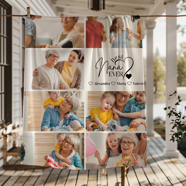 Manta Polar Peronalized 7 Photo Best Nana Ever Minimalist (Subido por el creador)