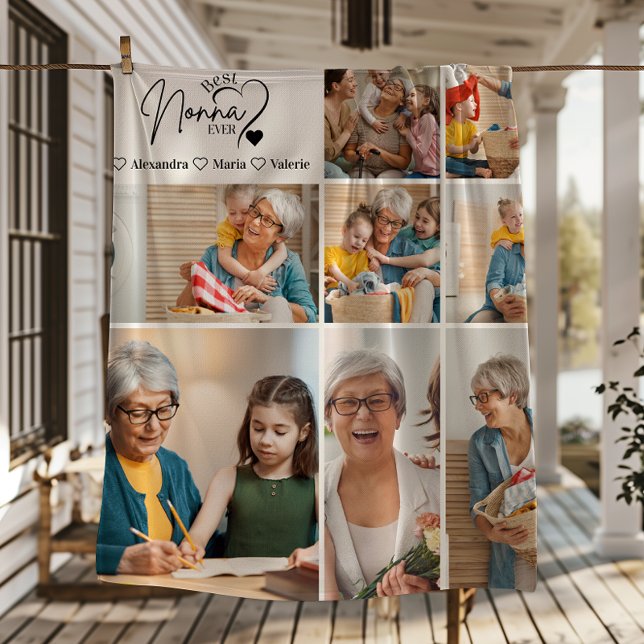 Manta Polar Peronalized 8 Photo Best Nonna Ever Minimalist (Subido por el creador)