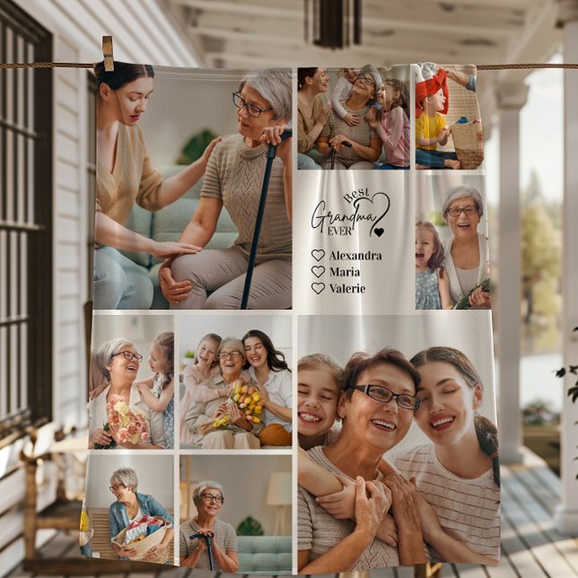 Manta Polar Peronalized 9 Photo Best Grandma Ever Minimalist (Subido por el creador)