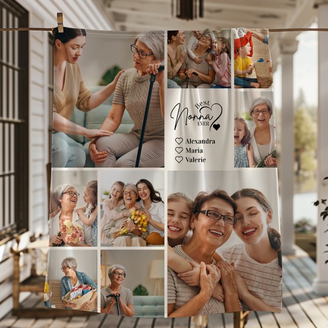 Manta Polar Peronalized 9 Photo Best Nonna Ever Minimalist (Subido por el creador)