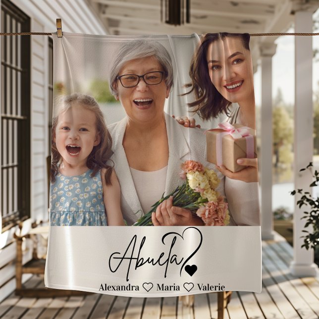 Manta Polar Peronalized Photo Abuela Minimalist Line Art (Subido por el creador)