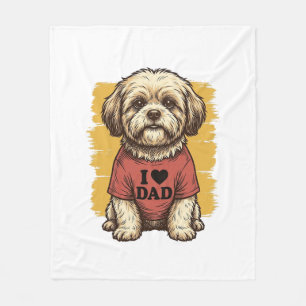 Manta Polar Perrito Adorable Amo Papá Grabado Vintage Vector D