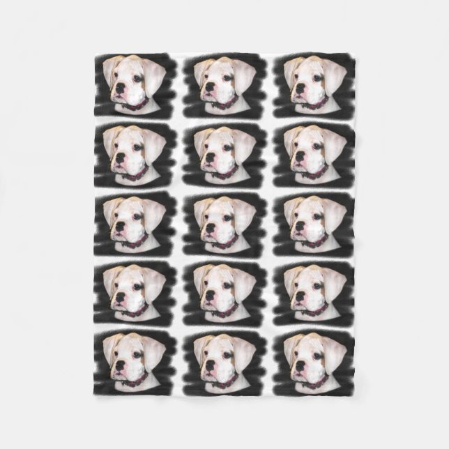 Manta Polar Perrito blanco del boxeador (Anverso)