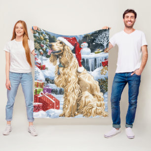 Manta Polar Perrito Lebrel Afgano Invierno Maravilla Navidad A