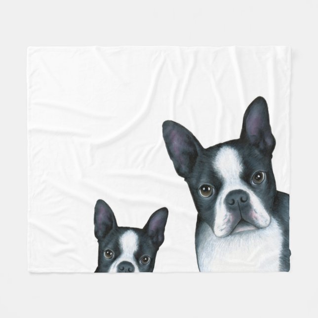 Manta Polar Perro 128 b/w Boston Terrier (Frente (Horizontal))