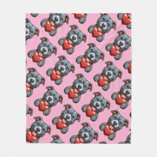 Manta Polar Perro adorable que abraza el corazón con expresión