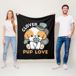 Manta Polar Perro Afortunado con Trébol – Regalo del Día de Sa