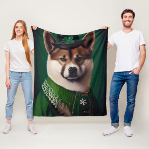 Manta Polar Perro akita en el vestido del Día de San Patricio