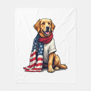 Manta Polar Perro Amante Grabado Retriever Dorado Bandera Amer