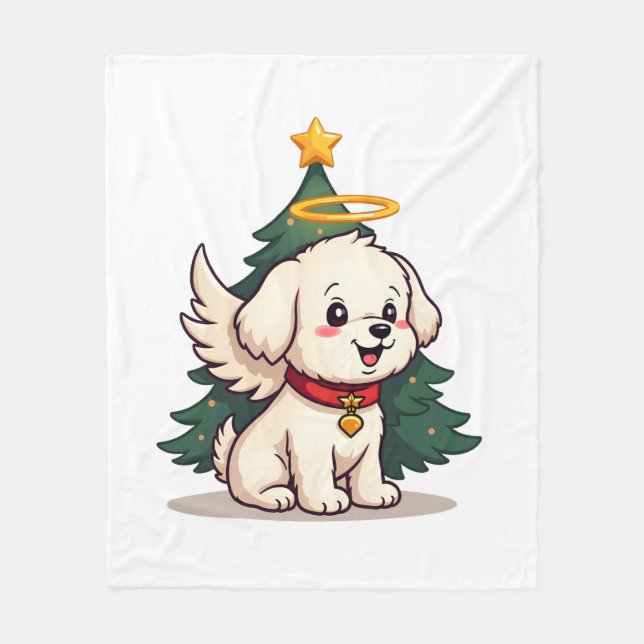 Manta Polar Perro Angel Maltés (Anverso)